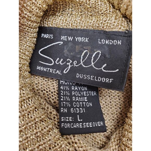 Women's Suzelle Gold Shimmer Turtle Neck Tunic Sweater | Size Large - Picture 7 of 9